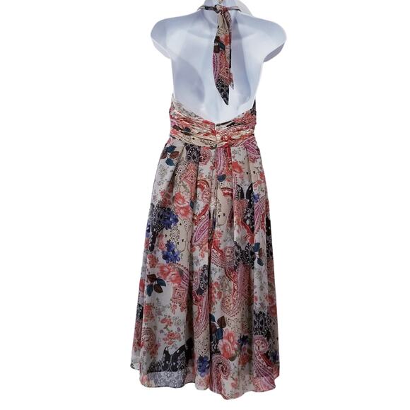 Adrianna Papell Printed SILK Halter Fit & Flare Dress - Picture 2 of 12